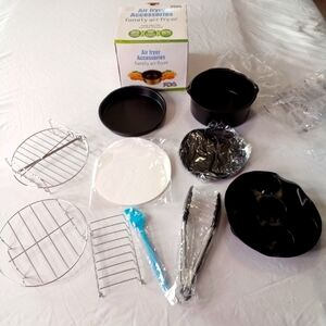 Air Fryer 8" Accessories New In Box Tongs Racks Mats Muffin Pan Basting Brush